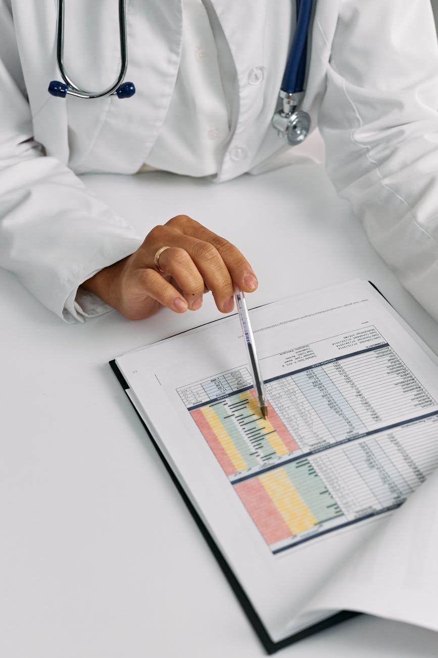 a doctor reviewing a chart